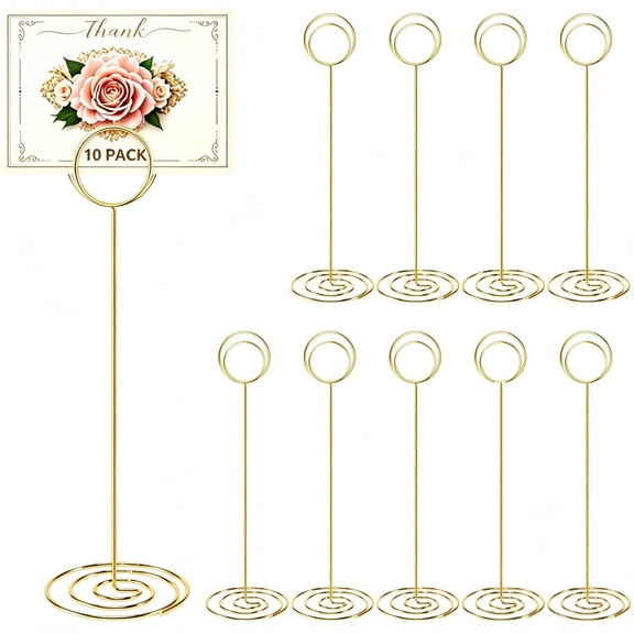 OFEFE 10Pcs Table Number Holders, 8.7 inch Tall Table Number Stands Place Card Holder for Wedding Party Graduation Reception Restaurant Home Photo Picture Office Memo (Gold, 8.7in)