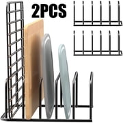 OFEFE 2 Pack Cutting Board Organizer,Holder Rack Baking Cookie Pan Sheets Cooling Small Racks Storage Stand for Kitchen Cabinet Countertop Bakeware Organizer 7.08 x 5.51 x 3.15 in(Black)