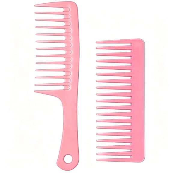 OFEFE 2-Pack Wide Tooth Comb for Curly Hair - Large Detangling Comb for Wet & Dry Hair, Anti-Static Styling Comb for Men & Women, Shampoo Shower Comb with Wide Teeth Design