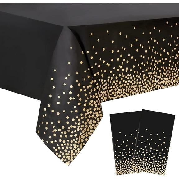 OFEFE 2pcs Plastic Tablecloth 54x108 Inch, Disposable Polka Dot Party Table Cover for Birthday, Wedding, Graduation Decor, Stain Resistant & Wrinkle Resistant Tablecloth