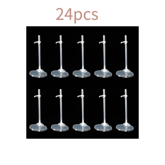 OFEFE 24-Piece Adjustable Doll Stands Set - Clear Plastic Display Holders for Action Figures & Dolls, Transposable Support Stands for 9-13 Inch Tall Toys
