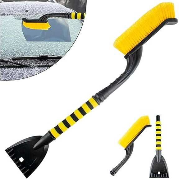 OFEFE 25.5" Car Snow Brush & Ice Scraper Combo - Heavy Duty Winter Snow Removal Tool with Foam Grip, 45° Angle Brush Head for Car, Truck & SUV Windows (64.8cm, Removable Head)