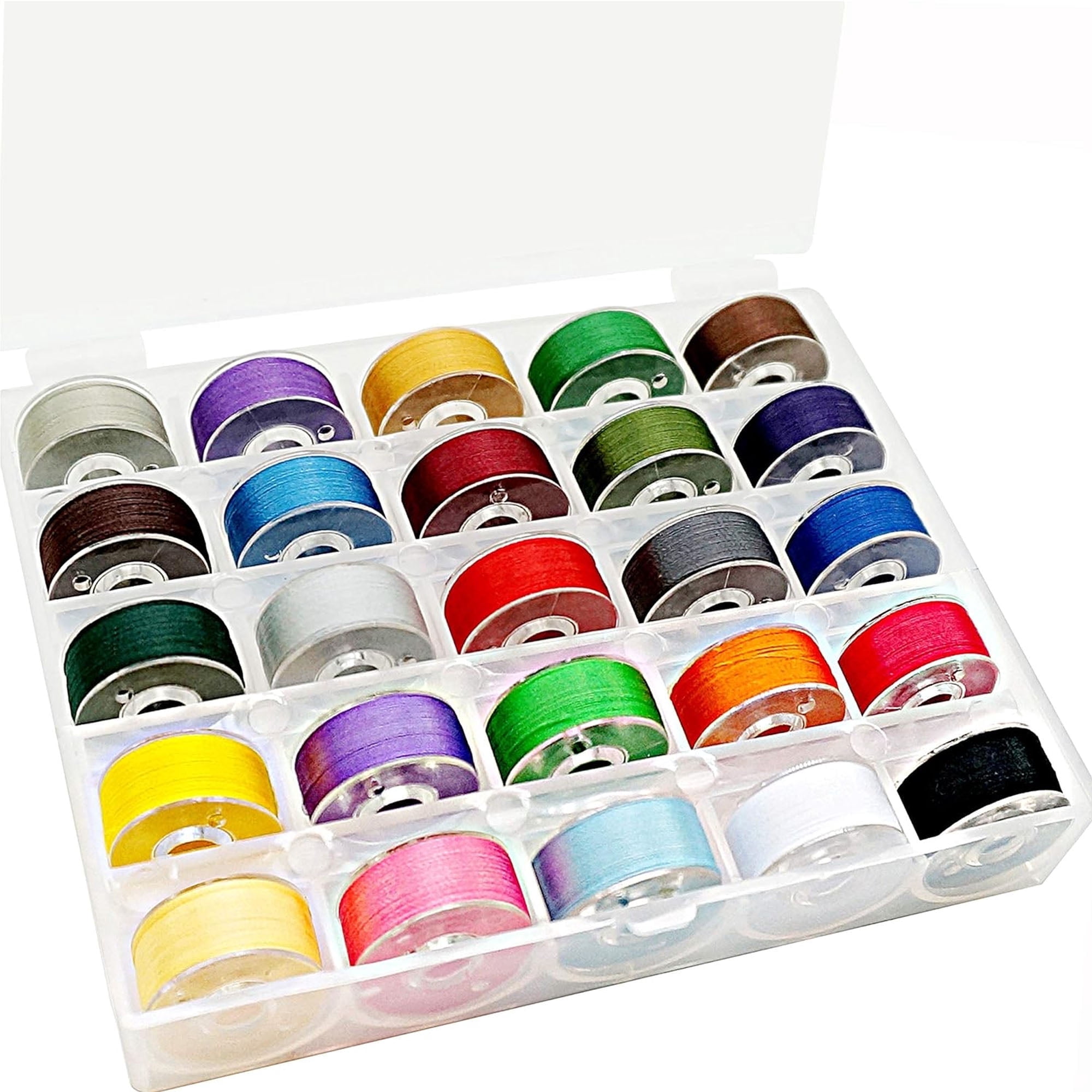 Sa Threads OFEFE 25pcs Assorted Colors 70D/2 (60WT) Prewound Bobbin Thread Plastic ...