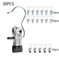 thumbnail image 1 of OFEFE 30 Pack Heavy Duty Stainless Steel Laundry Hooks & Clips - 360° Rotatable Rust-Proof Metal Clamps for Hanging Boots, Pants, Hats, Towels, Socks, Organizing Closet, Laundry Room, Bathroom, 1 of 9