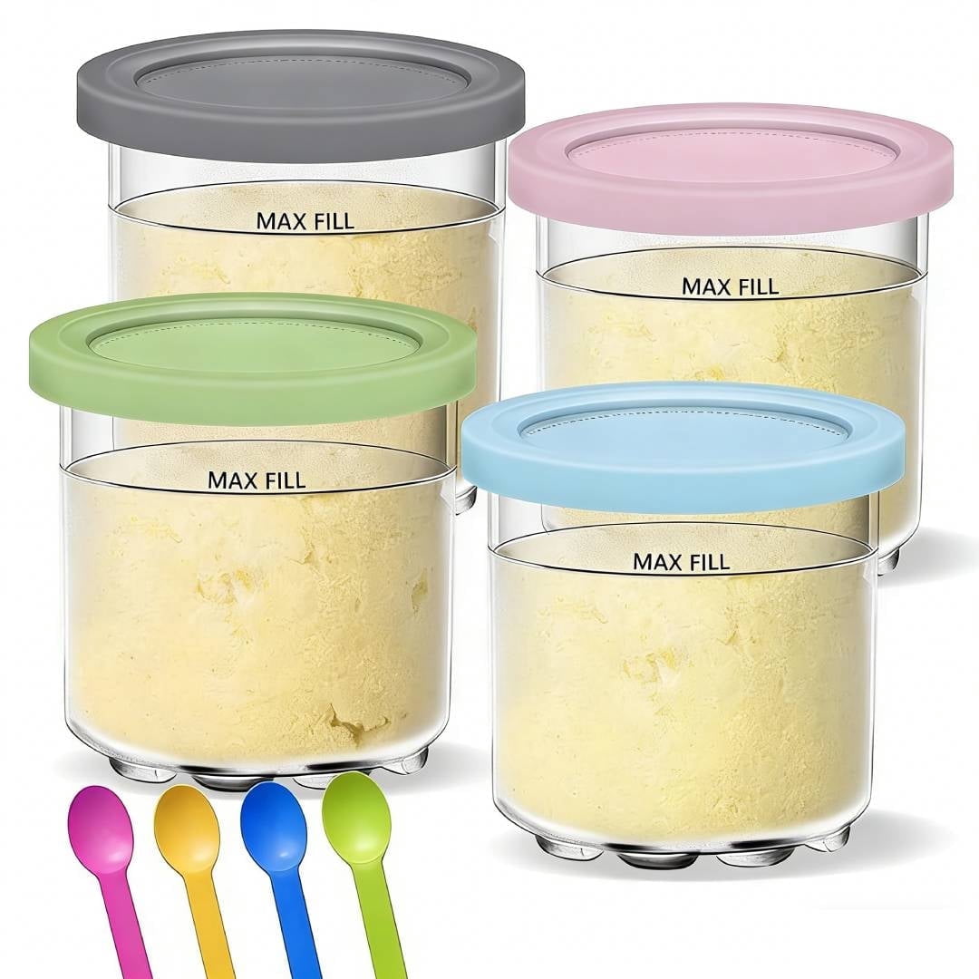 OFEFE 4-Pack 16oz Frozen Dessert Containers with Lids - BPA-Free