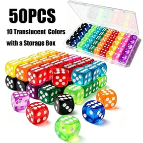 OFEFE 50 Pieces Dice Set, 14mm Bulk 6 Sided Colored Dices for Board Games, Math Learning,Classroom