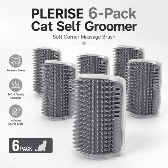 OFEFE 6 Pack Softer Self Groomer with Catnip Wall Corner Massage Comb Scratcher Grooming Brush Tool for Long & Short Fur Kitten Cats Dogs
