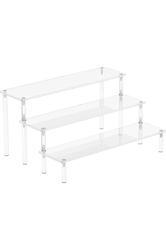 Acrylic Display Risers, 3 Tier Perfume Organizer Stand, Clear Cupcake Stand Holder, Large Shelf Risers for Figures, Dessert Shelves for Party, Riser Stand for Decoration and Organizer