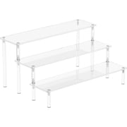 OFEFE Acrylic Display Risers, 3 Tier Perfume Organizer Stand, Clear Cupcake Stand Holder, Large Shelf Risers for Figures, Dessert Shelves for Party, Riser Stand for Decoration and Organizer