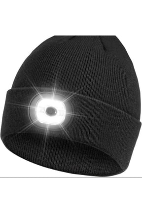 LED Beanie Headlamp - USB Rechargeable Winter Knit Cap with 4 Brightness Adjustable Lights, Hands Free Lighted Hat for Men Women, Hunting, Camping, Running, Fishing