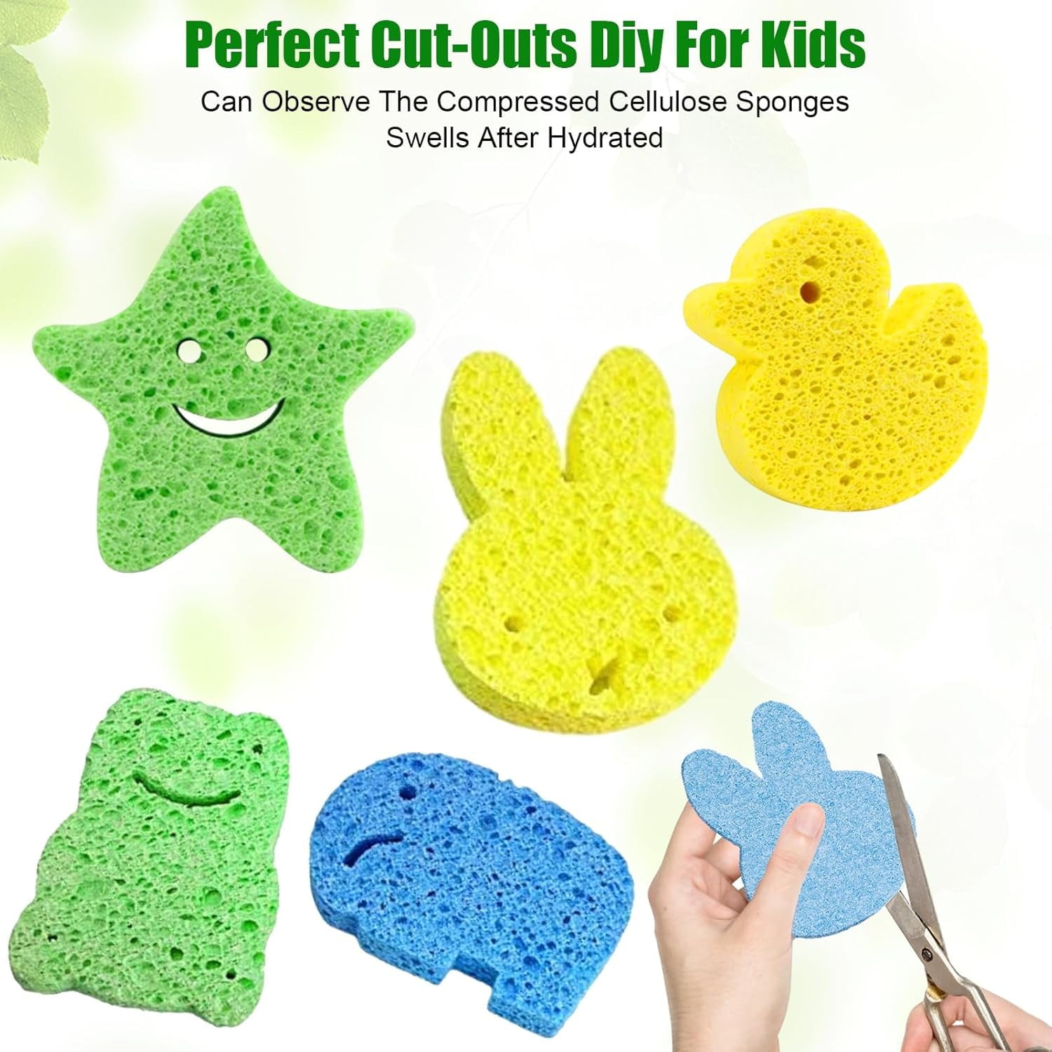 OFEFE Kitchen Sponges 12 PCS-Natural Compressed Cellulose Sponges, Non ...