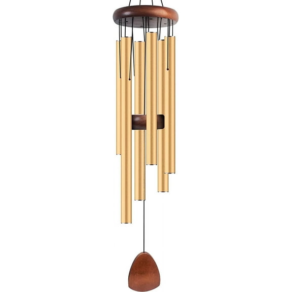 OFEFE Outdoor Wind Chime,6 Metal Tubes Windchime with Wind Catcher ,Large Aluminium Wind Chimes 27 Inches Suitable for Outdoor, Garden, Patio Decoration. Suitable as A Gift for Unisex(Gold)