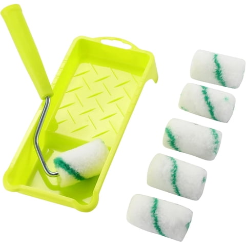 OFEFE Paint Roller 2 Inch,High-Density Foam Roller with Frame,Tray,Mini Paint Roller Refills, Small Sponge Roller Painting Supplies for Smaller DIY Stenciling Projects(Pack of 8)
