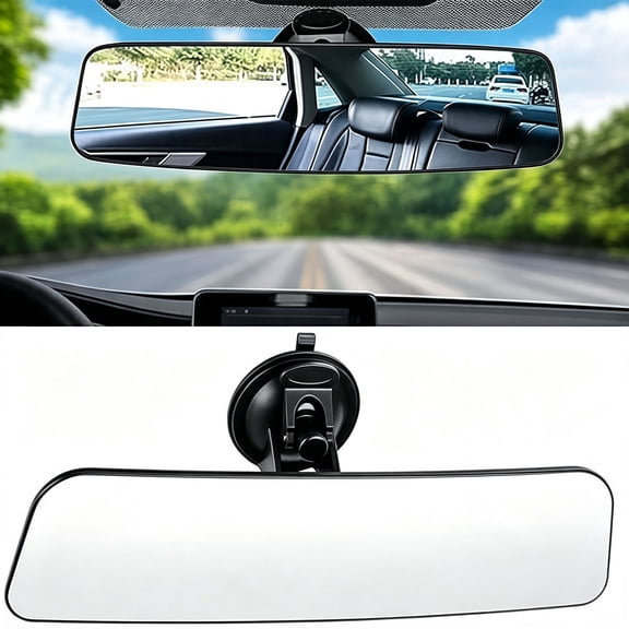 OFEFE Universal Car Rear View Mirror with Suction Cup - Anti-Glare Wide Angle HD Inside Rearview Mirror, 360 Adjustable for Blind Spot Reduction, Fits Cars, Trucks, SUVs, Vans, Marine & Boats
