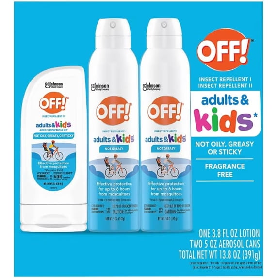 OFF Adults & Kids 3PACK (2 5.0 OZ and 1 3.8 OZ Lotion) NOT Oily O,Greasy OR Sticky Fragrance