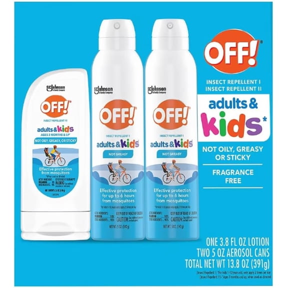 OFF Adults & Kids 3PACK (2 5.0 OZ and 1 3.8 OZ Lotion) NOT Oily O,Greasy OR Sticky Fragrance