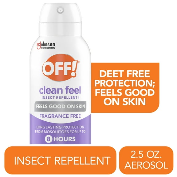 OFF! Clean Feel Travel Size Insect Repellent Aerosol, Fragrance-Free Bug Spray for Lasting Protection from Mosquitoes, 2.5 oz