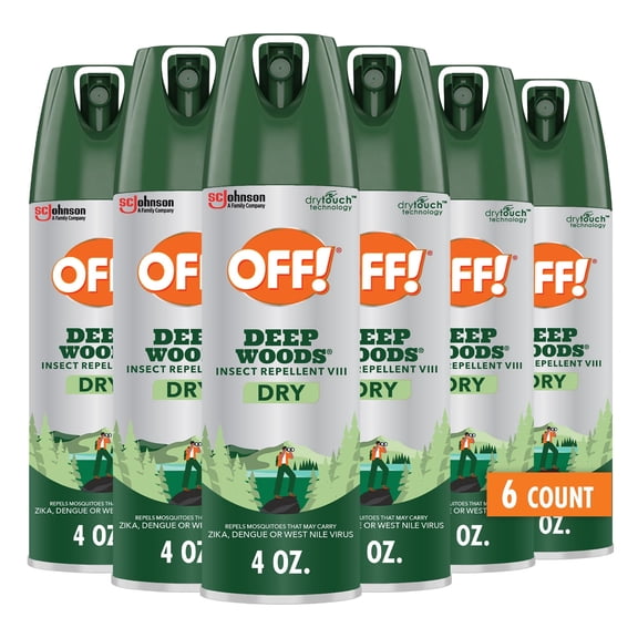 OFF! Deep Woods Dry Bug Spray Insect Repellent VIII Long Lasting Outdoor Protection from Mosquitoes and Ticks 4 Ounce Pack of 6