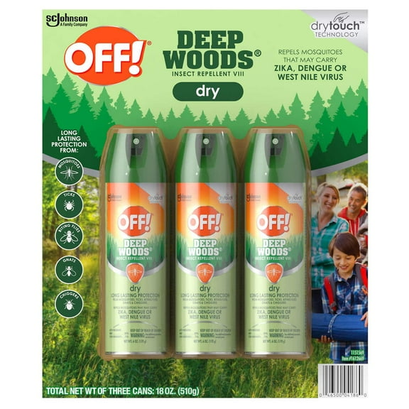 OFF! Deep Woods Dry Insect Repellent Spray, 6 Ounce (Pack of 3)