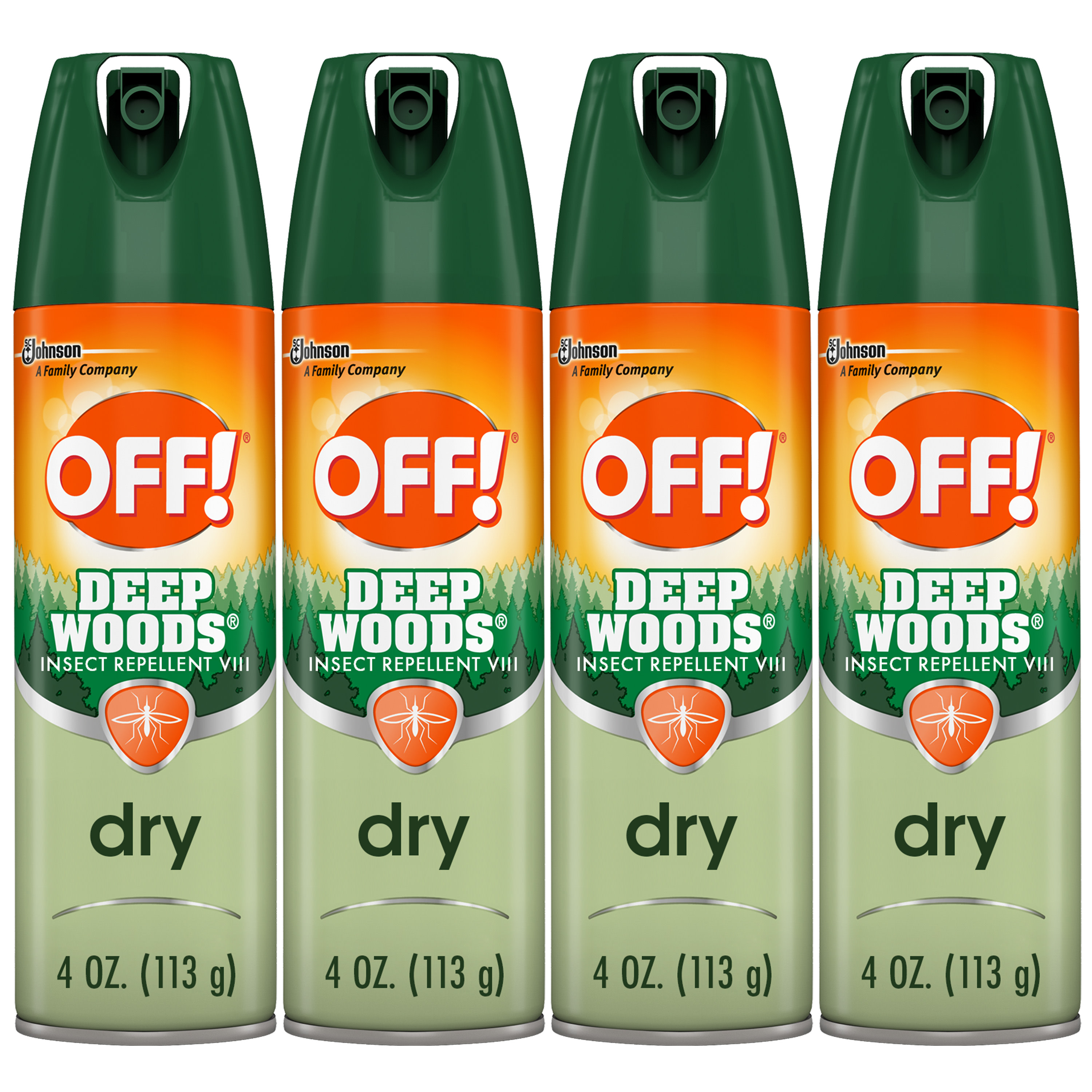 OFF! Deep Woods Dry Insect Repellent VIII, up to 8 Hour Mosquito Protection, 4 oz, 4 Count - image 1 of 17