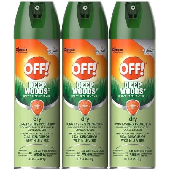 OFF! Deep Woods Insect Repellent Aerosol, Dry, Non-Greasy Formula, Bug Spray with Long Lasting Protection from Mosquitoes 6 Ounce (Pack of 3)