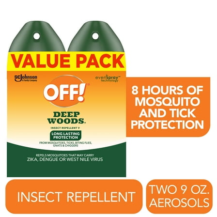 OFF! Deep Woods Insect Repellent V, Backyard, Biting Insect Spray for Outdoor Use, 9 oz, 2 Count