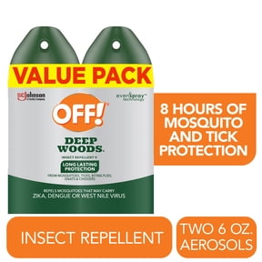 OFF! Deep Woods DEET Insect Repellent, 8 Hr Mosquito & Tick Protection, 6 oz, 2 Count
