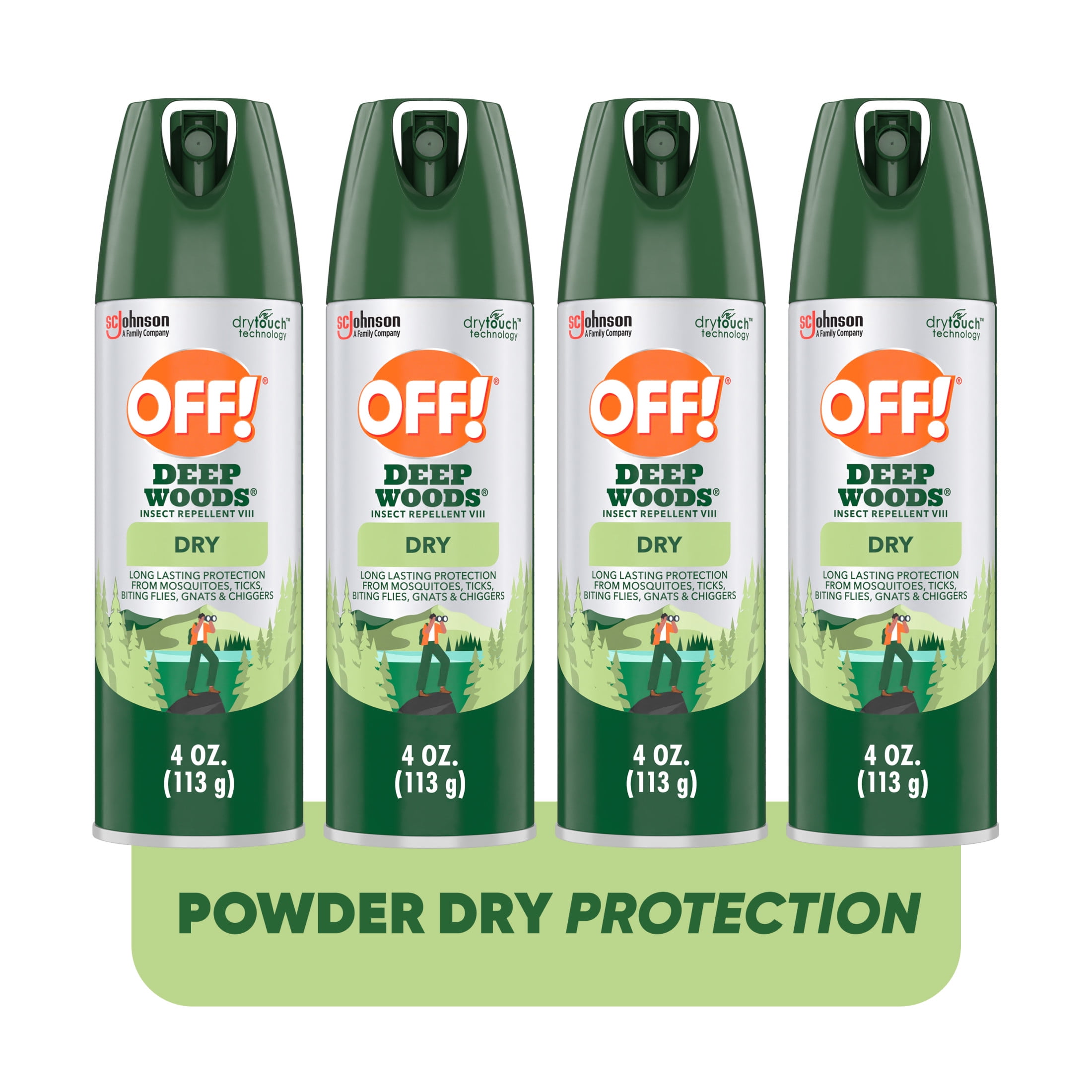OFF! Deep Woods Dry Insect & Mosquito Repellent Aerosol Bug Spray with Protection from Mosquitoes and Ticks, 4 Oz, 4 count