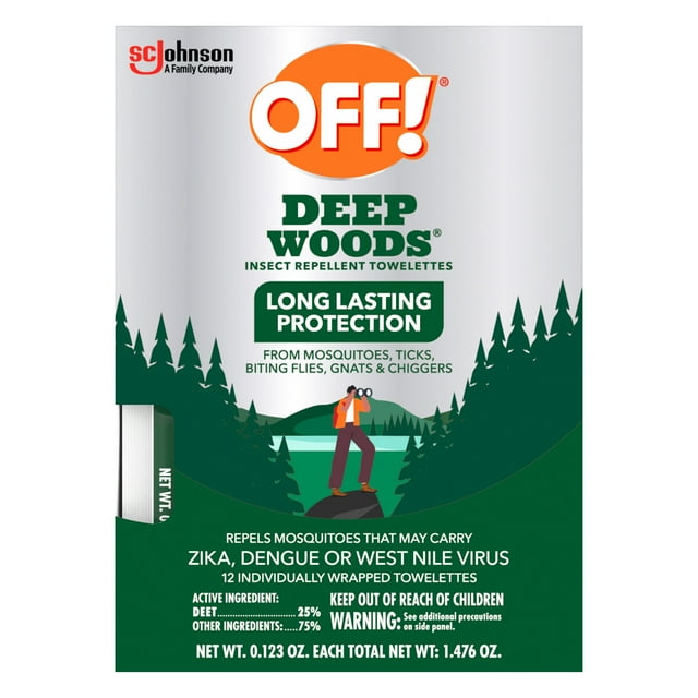 OFF! Deep Woods Insect Repellent Wipes, 1 Pack, 12 Count