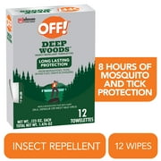 OFF! Deep Woods Insect Repellent Towelettes, Mosquito Repellent Wipes, 1 Pack, 12 Count