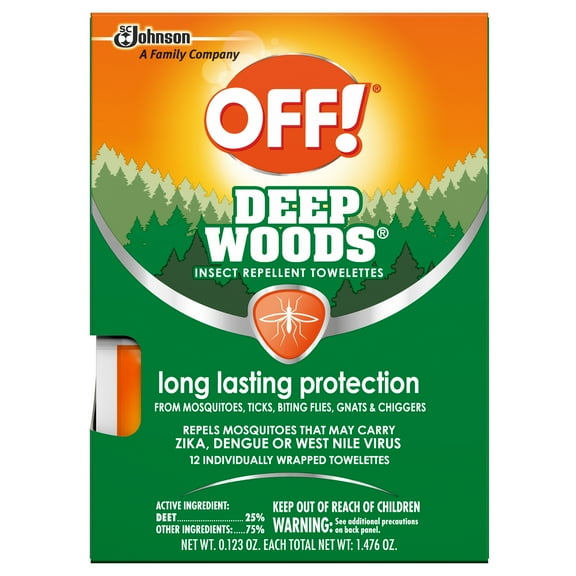 OFF! Deep Woods Sportsmen Towelettes with 25% DEET Pack - 4