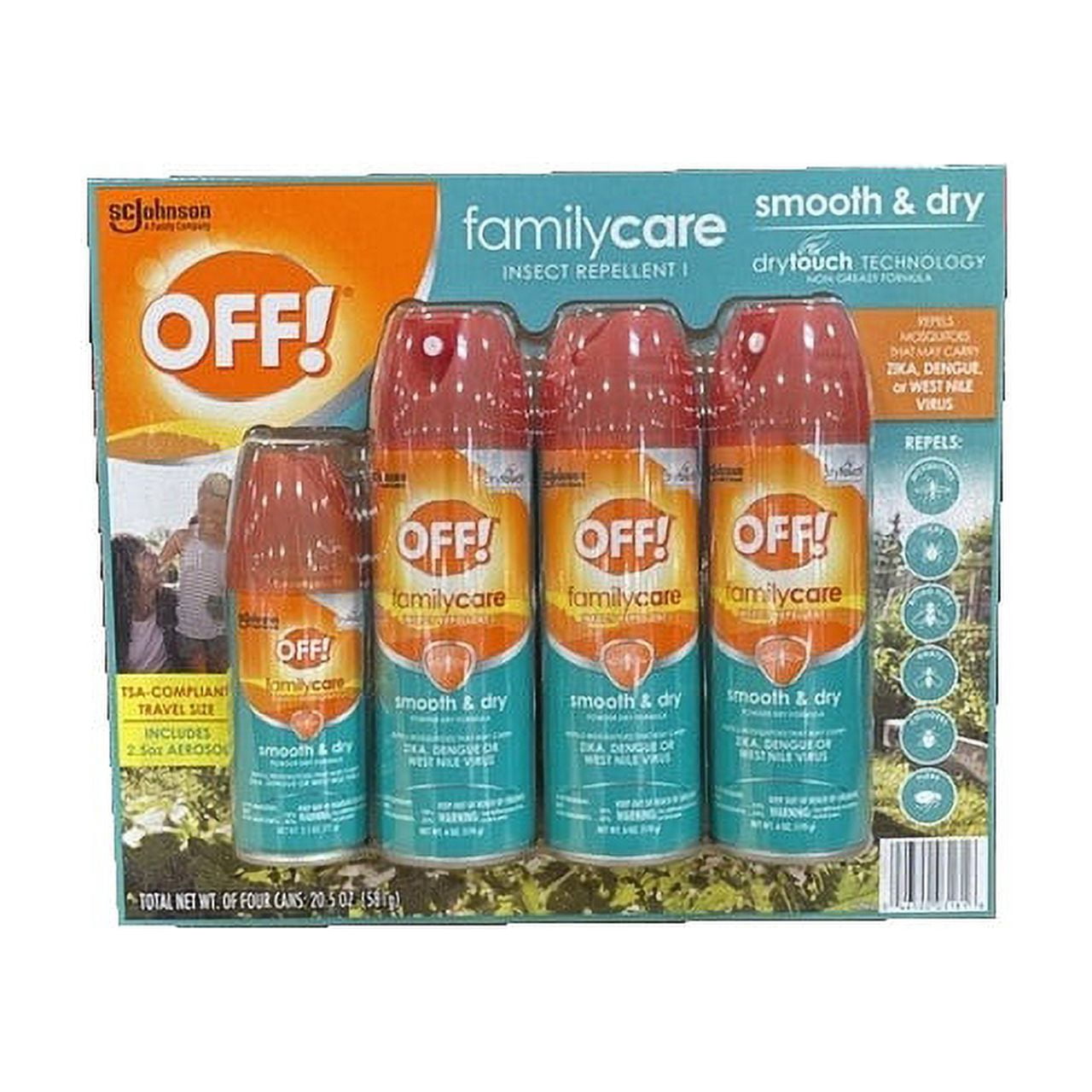 OFF! Family Care Smooth & Dry Repellent, 4 Count (20.5 Ounce Total)