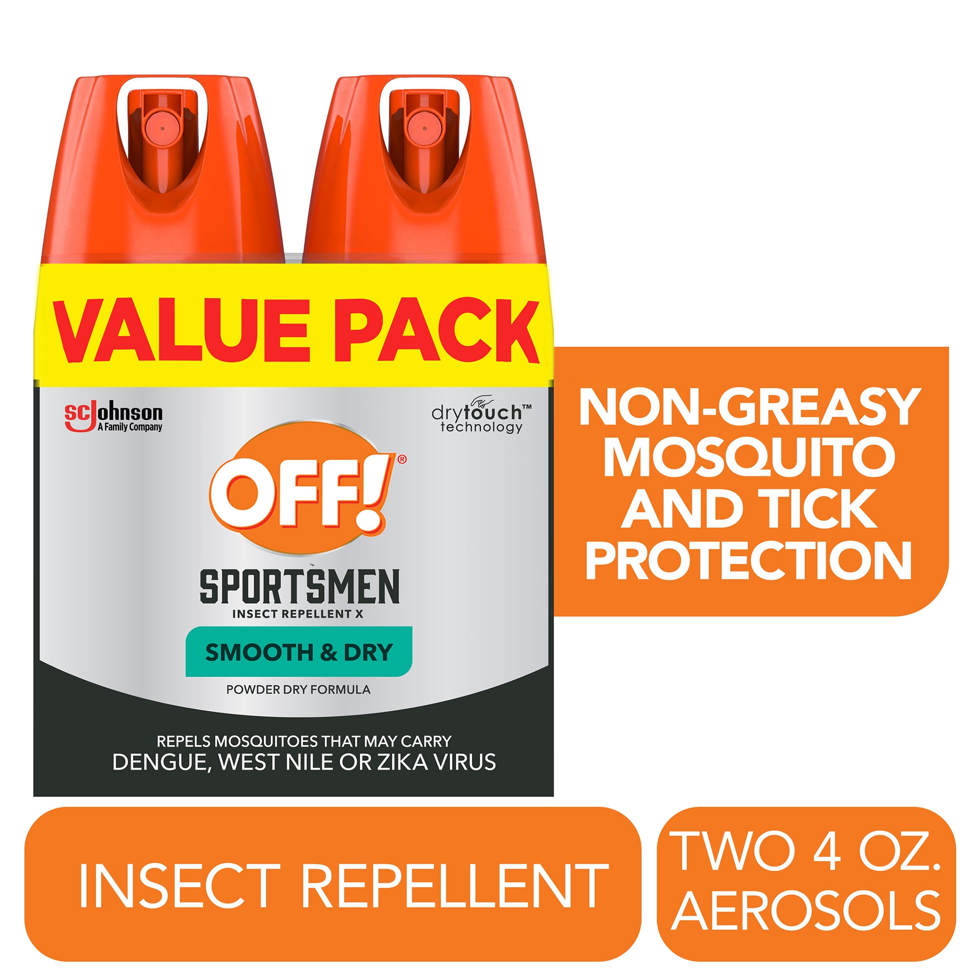 OFF! Family Care Smooth and Dry 15% Deet Insect Repellent I Aerosol Value Pack, 4 oz, 2 Count