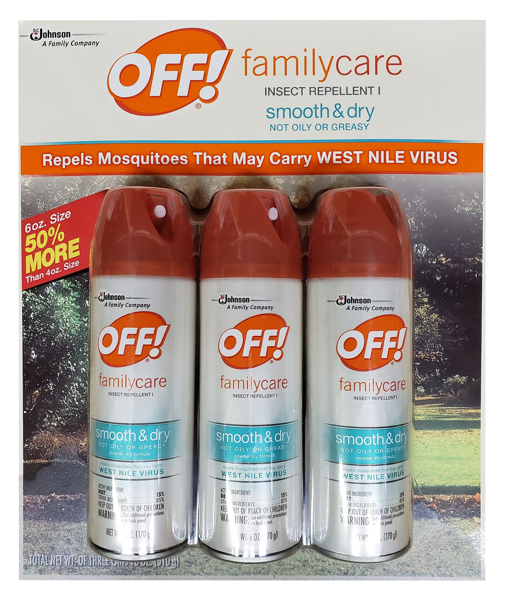 OFF! FamilyCare Insect Repellent Smooth & Dry 6 Ounce 3 Count