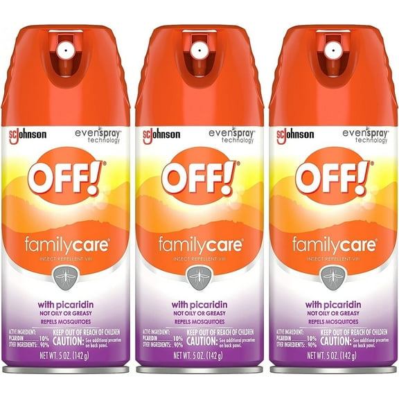 OFF FamilyCare Insect Repellent Spray, Smooth & Dry Bug Spray and Mosquito Repellent, with Picardin, Deet-free, 5 oz, 3 ct
