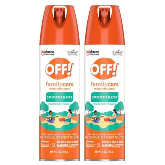 OFF! FamilyCare Mosquito Repellent 15% DEET Smooth Dry Non-Greasy Spray 4oz 2PK