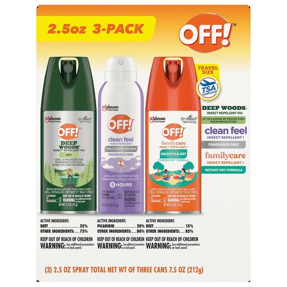 OFF! Mixed Travel Size Bundle, 2.5 Ounce (Pack of 3)