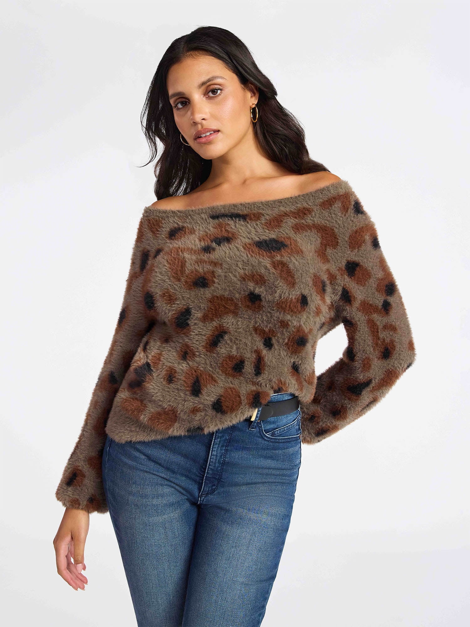 Sofia by Sofia Vergara Women's and Women's Plus Size Off Shoulder Sweater, Mid Weight, Size XS-4X