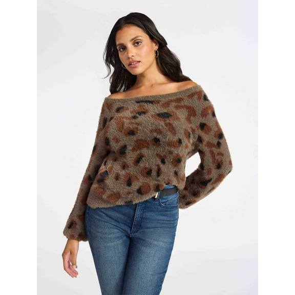 Sofia by Sofia Vergara Women's and Women's Plus Size Off Shoulder Sweater, Mid Weight, Size XS-4X