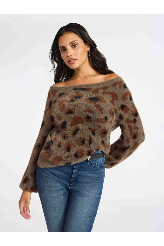 Sofia by Sofia Vergara Women's and Women's Plus Size Off Shoulder Sweater, Mid Weight, Size XS-4X