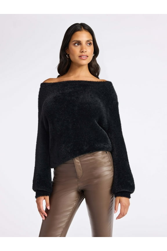 Sofia by Sofia Vergara Women's and Women's Plus Size Off Shoulder Sweater, Mid Weight, Size XS-4X