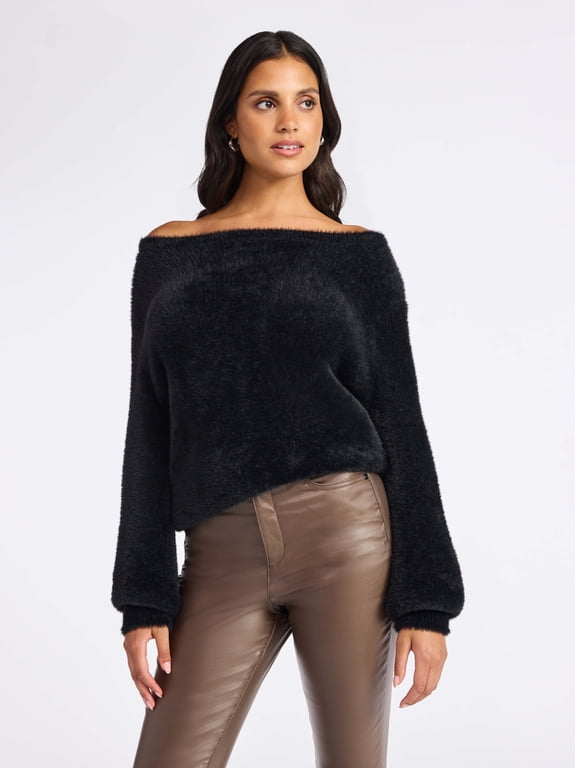 Sofia by Sofia Vergara Women's and Women's Plus Size Off Shoulder Sweater, Mid Weight, Size XS-4X