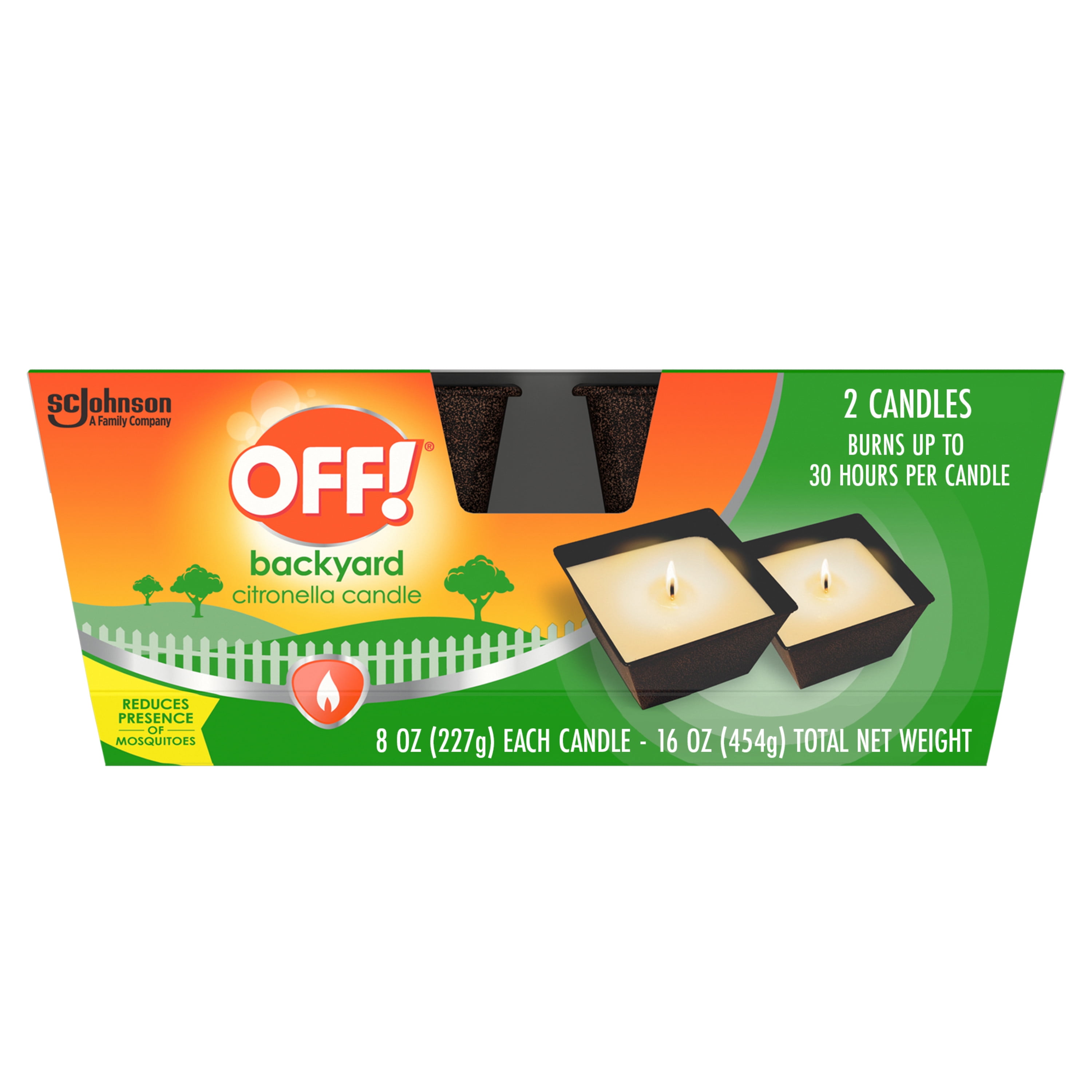 OFF! Scented Citronella Candle, 8 oz Each, 2 ct, Backyard Outdoor