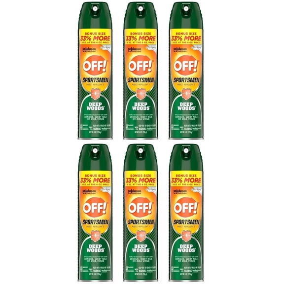 OFF Sportsmen Deep Woods Dry Insect Repellent Mosquito Bug Deet Spray 4 oz- 6 Pk