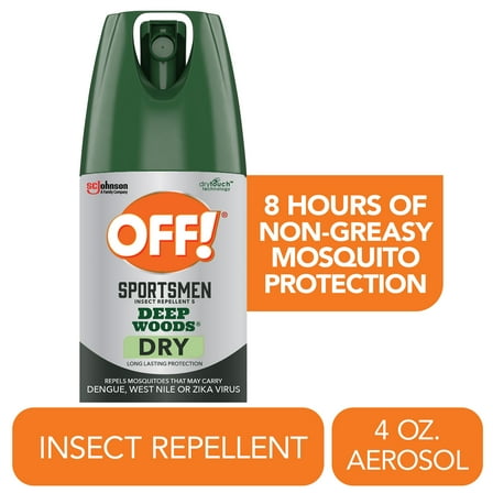 OFF! Sportsmen Deep Woods Dry Insect Repellent V, Non-Greasy Mosquito Bug Spray, 4 oz