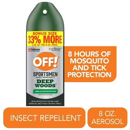OFF! Sportsmen Deep Woods Insect Repellent 3, Sweat Resistant Mosquito & Bug Spray, 8 oz