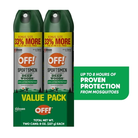 OFF! Sportsmen Deep Woods Insect Repellent, Mosquito Bug Spray, 2 Count, 16 oz