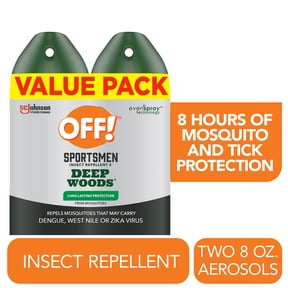 OFF! Sportsmen Insect Repellent 3 Deep Woods, Bug Spray, Mosquito Repellent Spray, 8 oz, 2 Ct