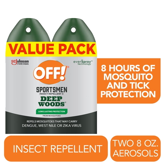 OFF! Sportsmen Insect Repellent 3 Deep Woods, Bug Spray, Mosquito Repellent Spray, 8 oz, 2 Ct