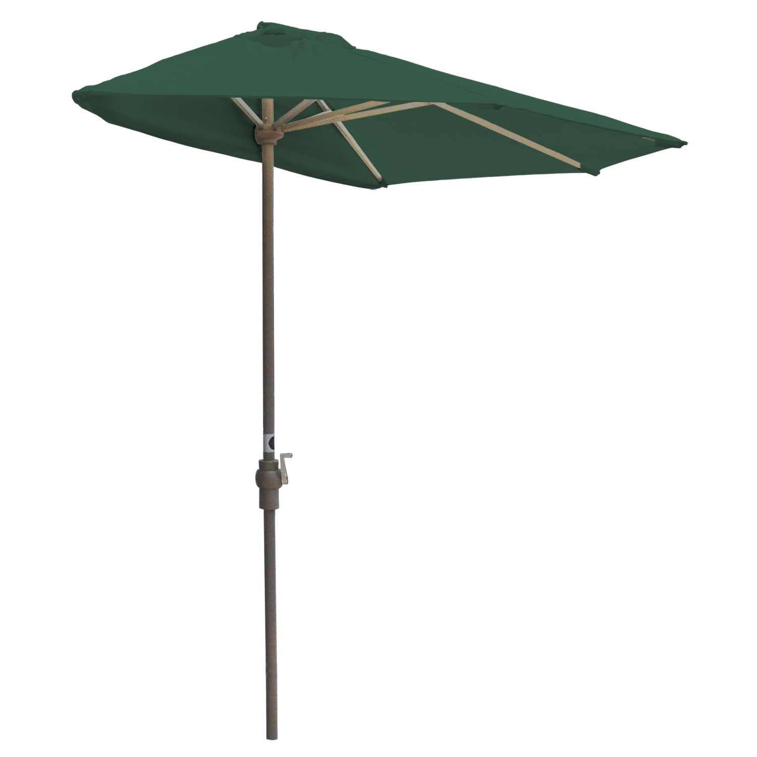 Green Olefin Half-Round Patio Umbrella with Champagne Aluminum Pole